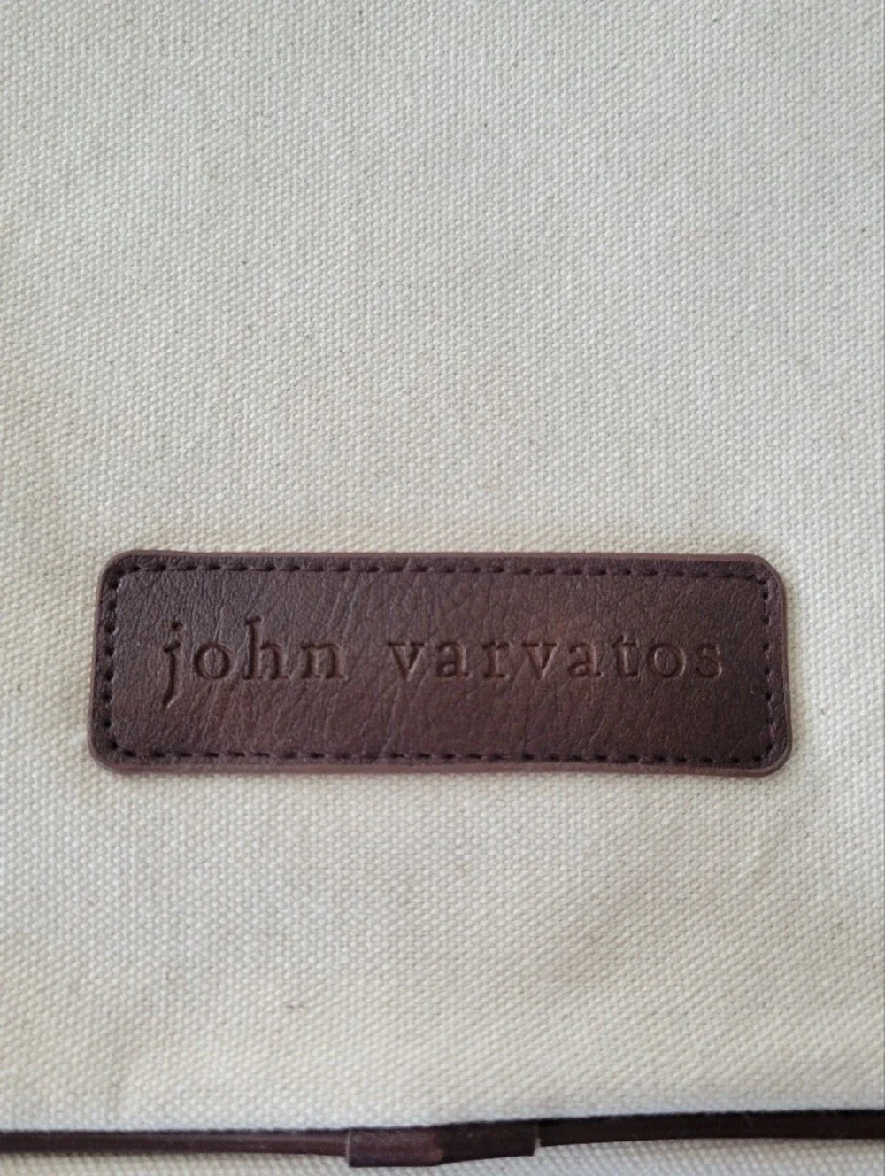 John Varvatos Cream/Brown Canvas Shoulder Strap And Carry Bag 13.5
